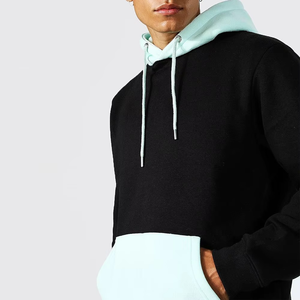 Sweat-shirts à capuche pour hommes en molleton de coton mélangé, respirants, séchage rapide, teinture unie, essentiels d'hiver, col à capuche bicolore, logo personnalisé - Product Image 3