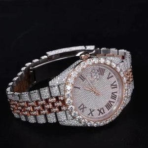 Montre entièrement sertie de diamants avec bracelet en acier inoxydable et design hip-hop de luxe, montre pour homme en moissanite de qualité supérieure - Product Image 5