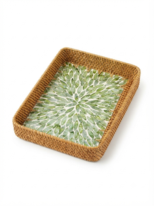 Bandeja Geométrica de Ratán Hecha a Mano, Color Natural, Organizador de Servicio, Adorno Decorativo para Mesa, Decoración Contemporánea para el Hogar y Eventos - Product Image 6