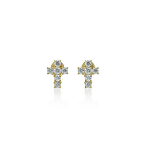 Boucles d'oreilles clous en argent 925 plaqué rhodium, entièrement serties de moissanite et de diamants, couleur or jaune, cadeaux pour fiançailles, mariage, anniversaire - Product Image 1