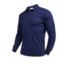 เสื้อเชิ้ตผู้ชายผ้าโพลีเอสเตอร์ทอแขนยาว แห้งเร็ว ป้องกันแสงแดด UPF 50+ ระบายอากาศดี มีปก สไตล์สปอร์ต เหมาะสำหรับเล่นกอล์ฟ สีพื้น - Product Image 2