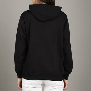 Fabricant sur mesure OEM ODM Sweat-shirt à capuche noir pour femme avec imprimé sourire, manches longues, en coton tricoté, décontracté, pour l'automne - Product Image 2