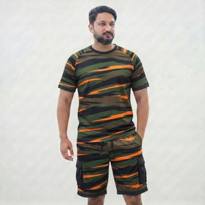 Conjunto de Camiseta y Pantalones Cortos con Estampado de Tiburón y Bandera Americana para Hombre, Atuendo Casual de Verano, Tejido de Poliéster de Secado Rápido con Estampado Digital - Product Image 2