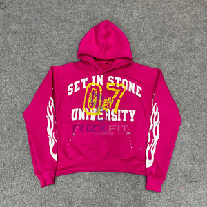 Good Sales Best Material Design Zipper Distressed Hoodie <b>Rhinestone</b> Zip up <b>Jacket</b> Acid Wash Men Fleece Streetwear Hoodie - Product Image 1