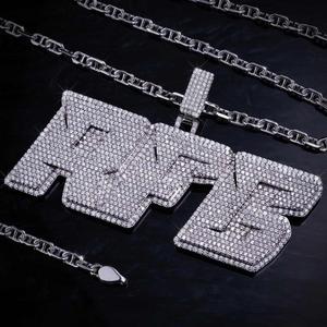 Personalized <b>Custom</b> <b>Name</b>/Script Letter Moissanite 925 Silver Hip Hop Pendant <b>Necklace</b> GIA Certified 3 Inch - Product Image 1