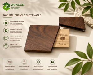 WEWOOD OEM Porte-cartes de visite moderne en bois de noyer personnalisé avec fermeture magnétique, taille et épaisseur personnalisables - Product Image 2