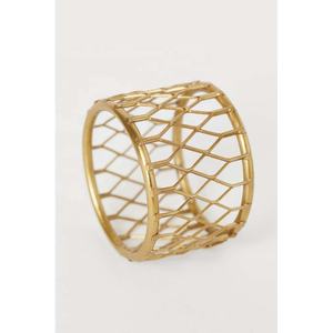 Noël Plaqué Or En Relief Métal Feuilles Rond De Serviette pour Table À Manger Drop Shipping Rond En Métal Or Serviette Décorative - Product Image 2