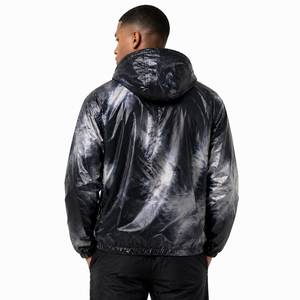 Chaqueta cortavientos reflectante brillante para hombre al por mayor, con capucha, de nailon, con cremallera, estilo urbano, para exteriores, OEM, al por mayor, de EE. UU. - Product Image 2