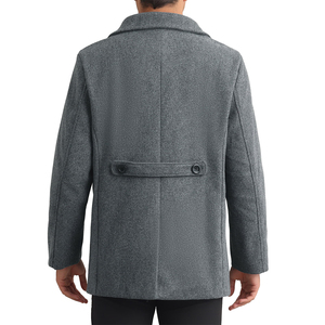 Wholesale Regular Wool Winter Warm <b>Pea</b> <b>Coat</b> Slim Fit Casual Gray Color Double Breasted Comfortable Cold Weather <b>Men's</b> <b>Pea</b> <b>Coat</b> - Product Image 3