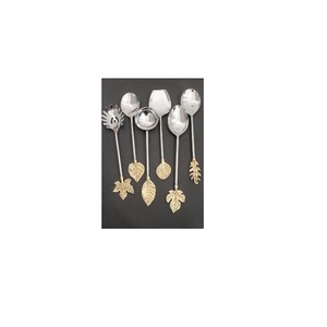 Juego de utensilios de acero inoxidable dorado de 4 piezas al por mayor, con mangos florales, apto para lavavajillas y duradero. - Product Image 4