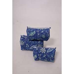 Pochette de maquillage en coton à imprimé floral, trousse de toilette de voyage, organiseur de toilette à fermeture éclair, sac de rangement en coton floral - Product Image 1