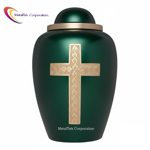 Urna Funeraria de Latón de Primera Calidad Personalizada para Cenizas Humanas, Elegante Urna Decorativa con Cruz para Conmemoración, Colores Personalizados - Product Image 2