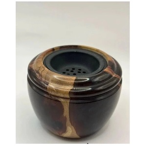 Brûleur d'encens arabe OEM en époxy avec motif grain de bois bleu pour la décoration intérieure, utilisation toute saison, Bakhoor saoudien de luxe fait main - Product Image 4