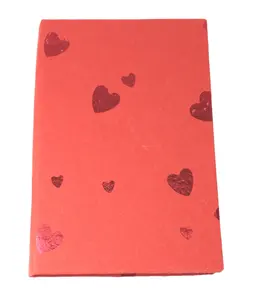 Buku catatan kertas katun daur ulang buatan tangan A5 buku catatan Foil hati warna merah untuk siswa dan alat tulis buku catatan Jurnal