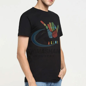T-shirt décontracté premium pour homme, col rond, teinture unie, grandes tailles, en tissu polyester-coton 220G, écologique, respirant, coupe ample - Product Image 2