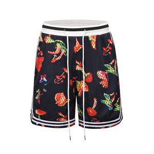 Shorts de basket-ball en maille pour hommes, double couche, 5 pouces d'entrejambe, impression par sublimation sur polyester de haute qualité, logo personnalisé du fabricant, style hip-hop - Product Image 4