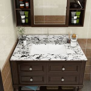 Top per Mobile Bagno in Marmo Artificiale 37''x22'' con 1 Lavabo in Ceramica Pre-Forato da Incasso e Paraschizzi - Product Image 2