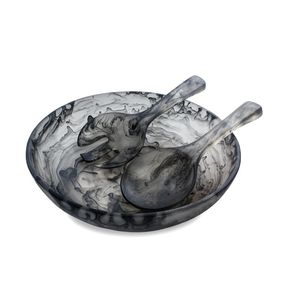 Bol de service élégant en résine avec ensemble de cuillères pour une expérience culinaire raffinée, offrant une présentation élégante et une performance durable - Product Image 3