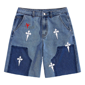 High Quality Mens Shorts <b>Jeans</b> New Custom Made Design Ripped Denim Shorts For Mens With Denim Shorts Applique Embroidery - Product Image 1