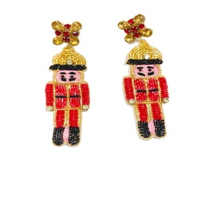 Árbol de Navidad personalizable Gama exclusiva Joyería de moda Estilo Desgaste Diamantes de imitación Pendientes temáticos con cuentas de vidrio para Navidad - Product Image 3