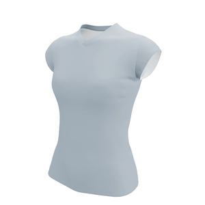 Maillot de volley-ball gris clair uni personnalisé pour femme, sans manches, col en V, respirant, en polyester, pour équipes sportives – Vente chaude - Product Image 4