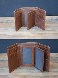 Genuine Cowhide Leather Trifold <b>Wallet</b> <b>Men</b> RFID Blocking Anti Theft Thin <b>Credit</b> <b>Card</b> ID Window Purse Wholesale NTW-0005B - Product Image 3