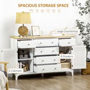 Mobile Bar Caffè Artigianale Bianco con Cassetti Contenitori, Ripiani Regolabili e Piano in Legno di Gomma per Villa - Product Image 4
