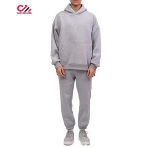 Sweat-shirt et pantalon décontractés en coton, coupe ample, couleur unie, manches longues, effet délavé, qualité supérieure, vente en gros - Product Image 2