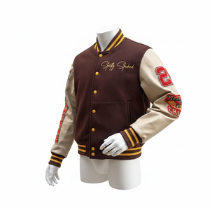 Chaqueta Varsity de la mejor calidad al por mayor, cuerpo de lana, mangas de cuero, parche de chenilla bordado, chaqueta de béisbol estilo Letterman - Product Image 6