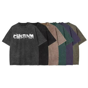 Wholesale 100% Cotton 230gsm Vintage Short-sleeved <b>T</b>-<b>shirts</b> Customizable logo Printed <b>T</b>-<b>shirt</b> Oversized Men's Acid Wash <b>T</b> <b>Shirt</b> - Product Image 1