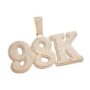 Pendentif personnalisé en moissanite avec numéro porte-bonheur, serti de pierres, pour homme et femme, en argent sterling 925, cadeau pour bijoux fins, pendentifs et breloques - Product Image 2
