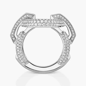Geometric Diamond <b>Cocktail</b> <b>Ring</b> White <b>Gold</b> Round Brilliant Cut Luxury Unisex Everyday Wear - Product Image 1