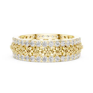Anillo floral de oro amarillo para mujer, anillo de eternidad con cristales de lujo, regalo de joyería de moda para aniversario de boda - Product Image 5