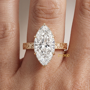 Bague de fiançailles tendance Art Déco en argent 925 avec diamant de laboratoire taille marquise unique 10-12 carats pour femme, idéale pour les fêtes, mariages et anniversaires - Product Image 5