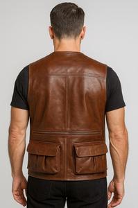 Custom Made % Genuine <b>Leather</b> Motorcycle Safety Vest for Men-Waterproof Plus Size Racing Riding Vest From Pakistan - Product Image 5