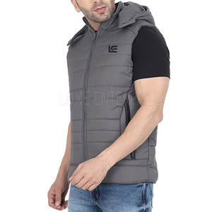 Chaleco Acolchado con Capucha para Hombre, Personalizable con Logotipo, Impermeable, Corto, Informal, para Invierno, con Cierre de Cremallera y Mezcla de Algodón - Product Image 2