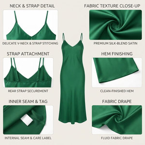 Elegant Green Satin Sleeveless V-Neck Knee-Length Nightgown Elastic Waist Loose Fit Plus Size Women's <b>Loungewear</b> Spring Style - Product Image 6