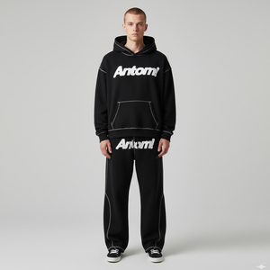 Fabricante de Conjuntos Deportivos para Hombre, Sudaderas Cortas con Capucha de Felpa, Personalizadas, de Alta Calidad, con Estampado y Bordado, 100% Algodón - Product Image 4