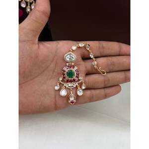<b>Indian</b> Ethnic Devika Premium Moissanite Gold Plated Bridal Choker <b>Set</b> for Women - Product Image 5