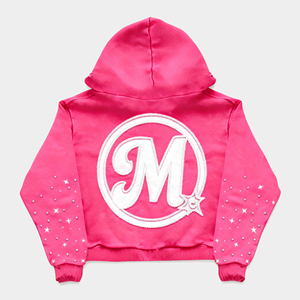 Sweat à capuche oversize court personnalisé sérigraphié, délavé à l'acide, style streetwear, 100% coton, molleton 450 GSM, fermeture éclair ornée de strass, vente en gros - Product Image 2
