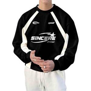 เสื้อสเวตเชิ้ตผู้ชายทรงโอเวอร์ไซส์ คอกลม แขนยาวแบบแร็กแลน ลายกราฟิก ทันสมัย - Product Image 1