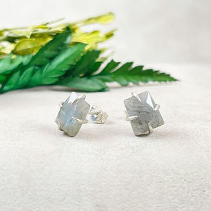 Pendientes de Plata de Ley 925 con Labradorita, 10x8mm, Corte Trapezoidal, Gema Natural, Joyería de Moda para Mujer, Venta al Por Mayor - Product Image 4