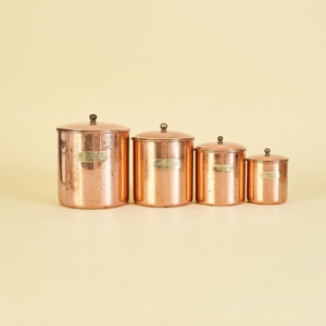 Antique Finished Copper Metal Storage <b>Jars</b> 4-Piece Graduated Canister Set For Luxury Kitchen Decor And Countertop Organization - Product Image 1