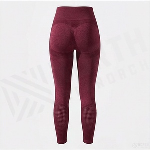 High Waist Full Length <b>Women's</b> <b>Leggings</b> Solid Color Stretch Breathable Knitted Tummy Control Sporty Seamless Spandex Polyester - Product Image 2