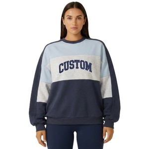 Customized Color <b>Block</b> Women Crewneck Sweatshirts Premium Cotton Fleece Streetwear Private Label Hoodies OEM Manufacturer - Product Image 1