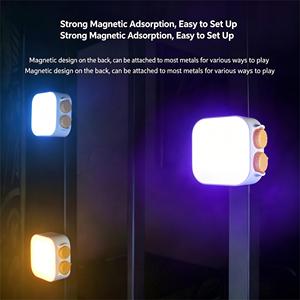 Luz de Video LED RGB Magnética Portátil de Bolsillo con CCT Ajustable, Pantalla LCD y Soporte de Zapata Fría de 1/4 para Cámara y Teléfono - Product Image 3
