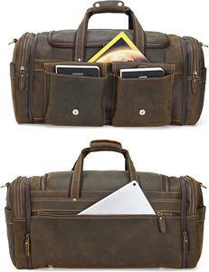 Vintage Comfort Genuine <b>Leather</b> Duffle <b>Bag</b> for Men Women Fashionable Gym Sports Travel <b>Bag</b> with Two Front Pockets Candy Pattern. - Product Image 3