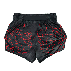 Pantalones Cortos Negros de MMA para Hombre con Estampado de Llamas Rojas, Secado Rápido, Poliéster, Ropa de Artes Marciales, Corte Regular, Talla Adulto - Product Image 1