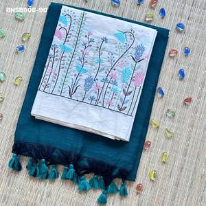 Magnifique sari en coton Khadi au look élégant et aux couleurs étonnantes avec chemisier brodé – Collection fournisseur d'Inde Saree Love - Product Image 3