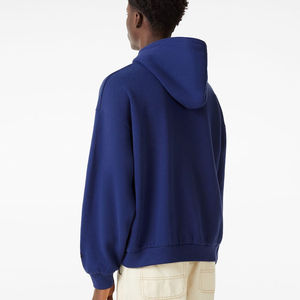 Sudadera con capucha de invierno para hombre, de peso pesado, 500 g/m², mezcla de algodón y forro polar, con panel de terciopelo y pedrería, corte oversize, bordada, al por mayor - Product Image 2